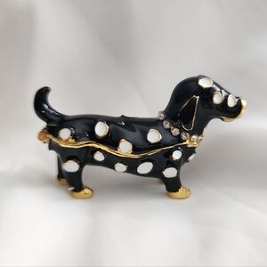 Polka Dot Dog Trinket Jewelry Box Proposal Ring Box Rhinestone Enamel